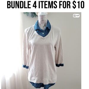 *4 FOR $10* Sonoma Cream and Blue Layered Sweater